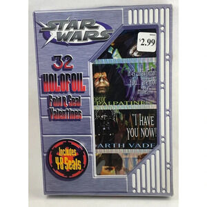 Vintage New Star Wars Holofoil Valentines Day Fold & Seal Cards, 1998, Lucasfilm